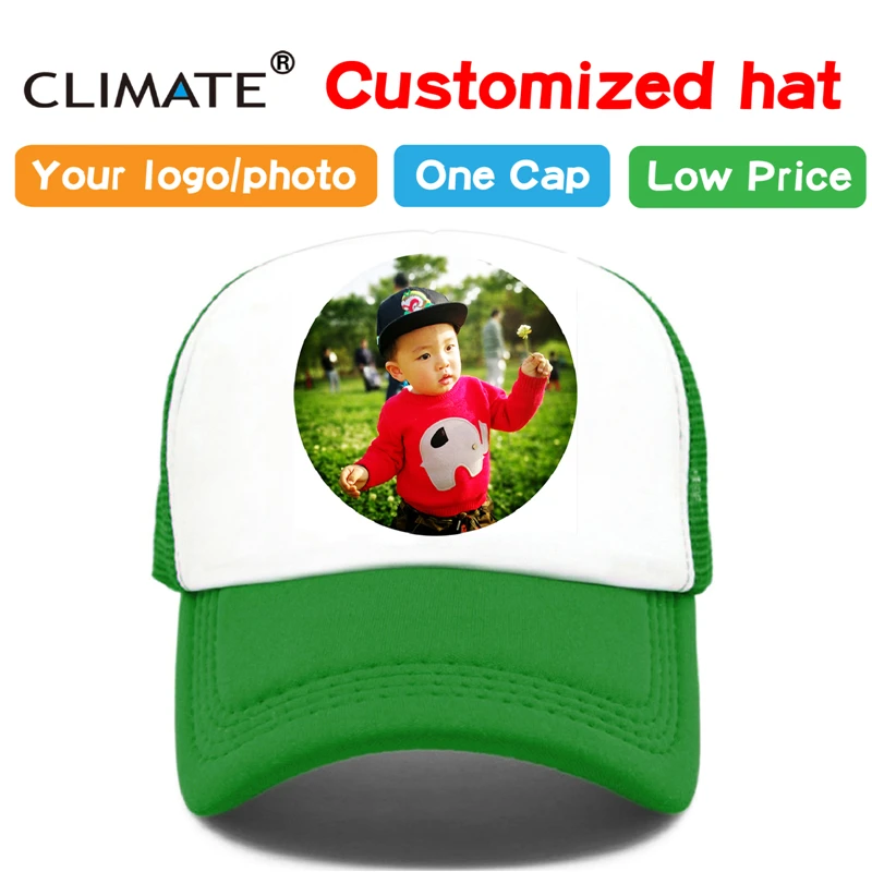 CLIMATE DIY Cap With Photo It is Me Who Am I Cap 1 Piece Custom Cap DIY LOGO Trucker Cap Polyester Mesh Print Your Logo Cap