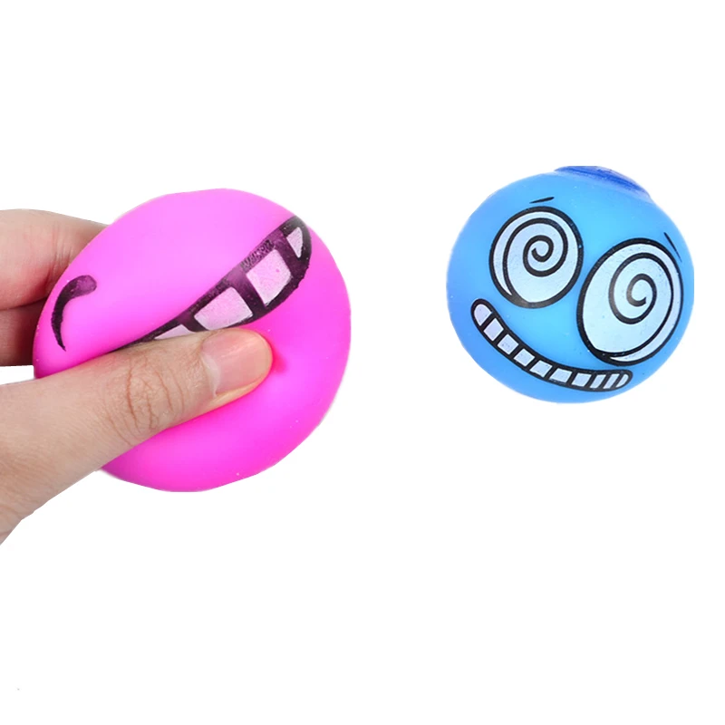 2Pcs Decompression Toy TPR Soft Rubber Release Balls Kids Vent Toy Adult Hand Fidget Toy Gift Elastic Smile Ball Children's Toys