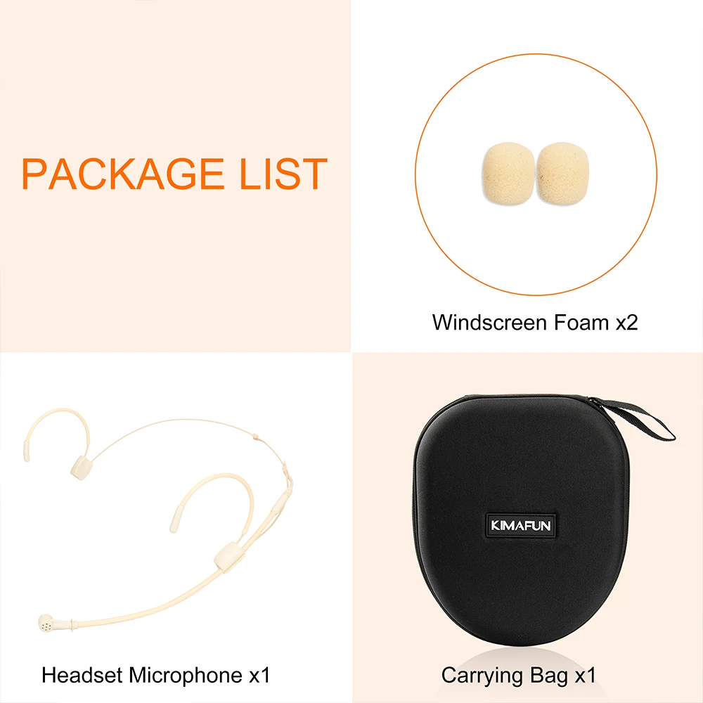 Kimafun-microfone colorido para couro, transmissor, gancho de orelha, microfone duplo, 4 pinos, mini xlr