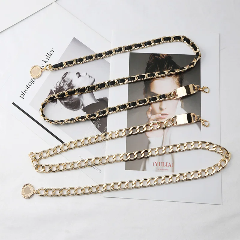 Retro Metal Chain Belt For Women Gold Waist Chain Dress Jeans Cool Girls Lady Decorative Waistband Accessories Fashion