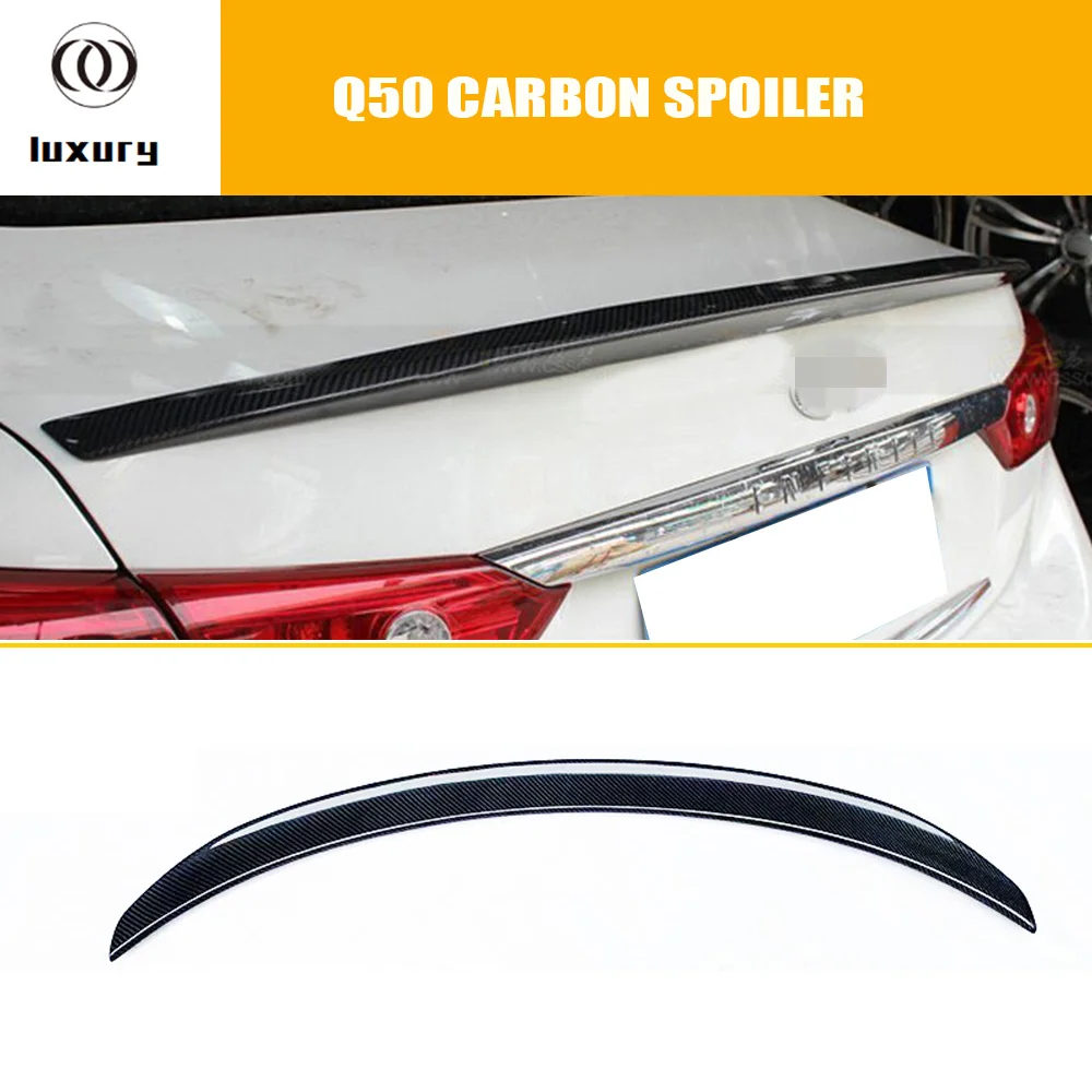 Q50 Carbon Fiber Rear Trunk Spoiler for Infiniti Q50 2014 2015 2016 Auto Racing Car Tail Lip Wing Spoiler