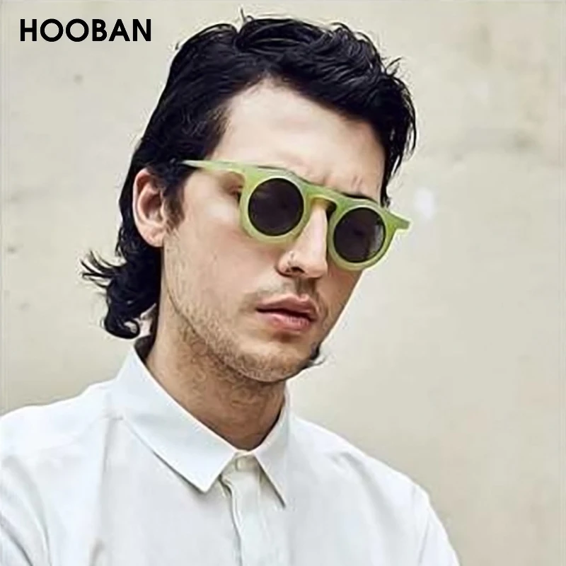 HOOBAN Retro Round Sunglasses Women Men Brand Designer Vintage Sun Glasses For Male Female Retro Shade Eyewear UV400