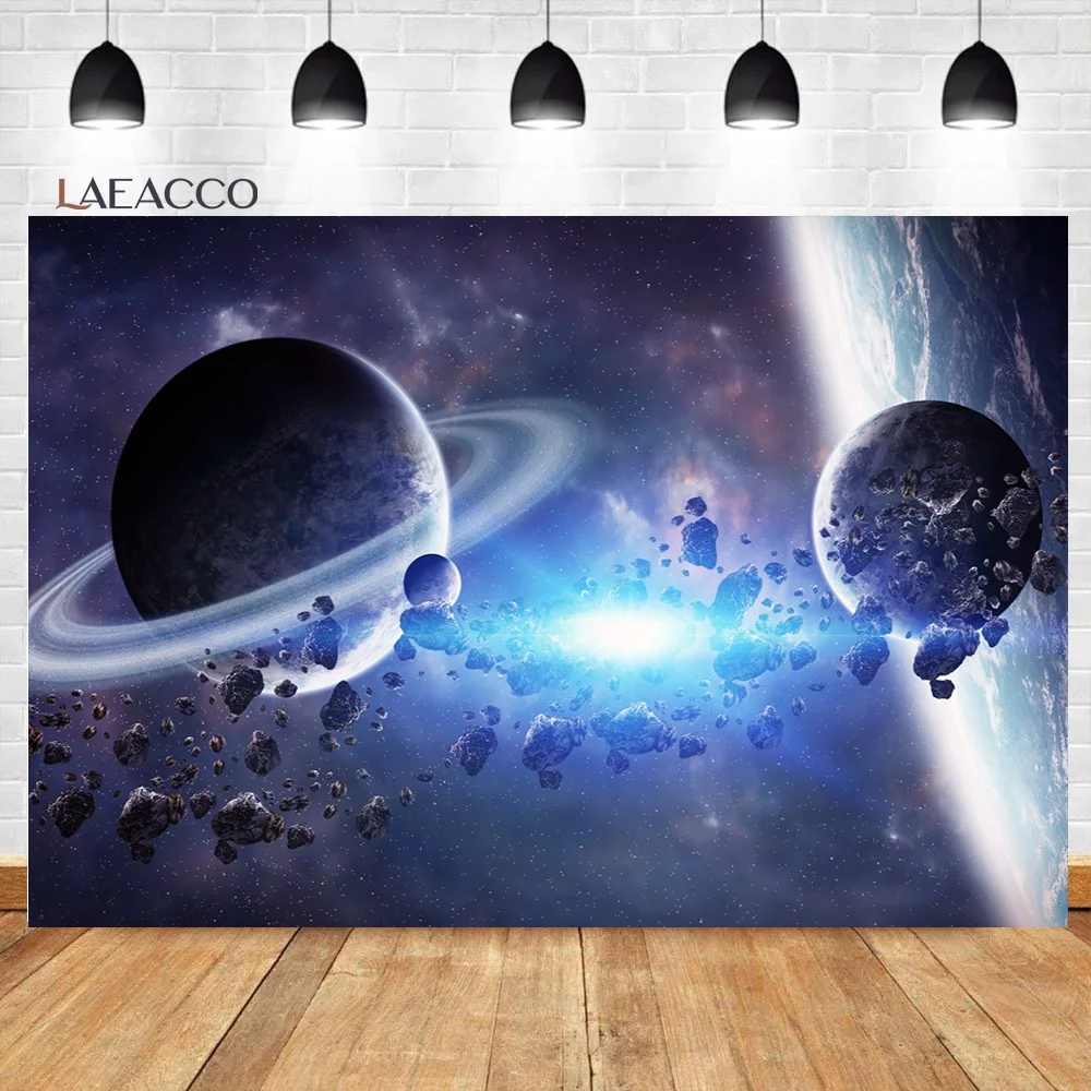 Laeacco Universe Photophone Space Earth Moon Astronaut Photography Backdrops Baby Birthday Photo Backgrounds Photozone Photocall