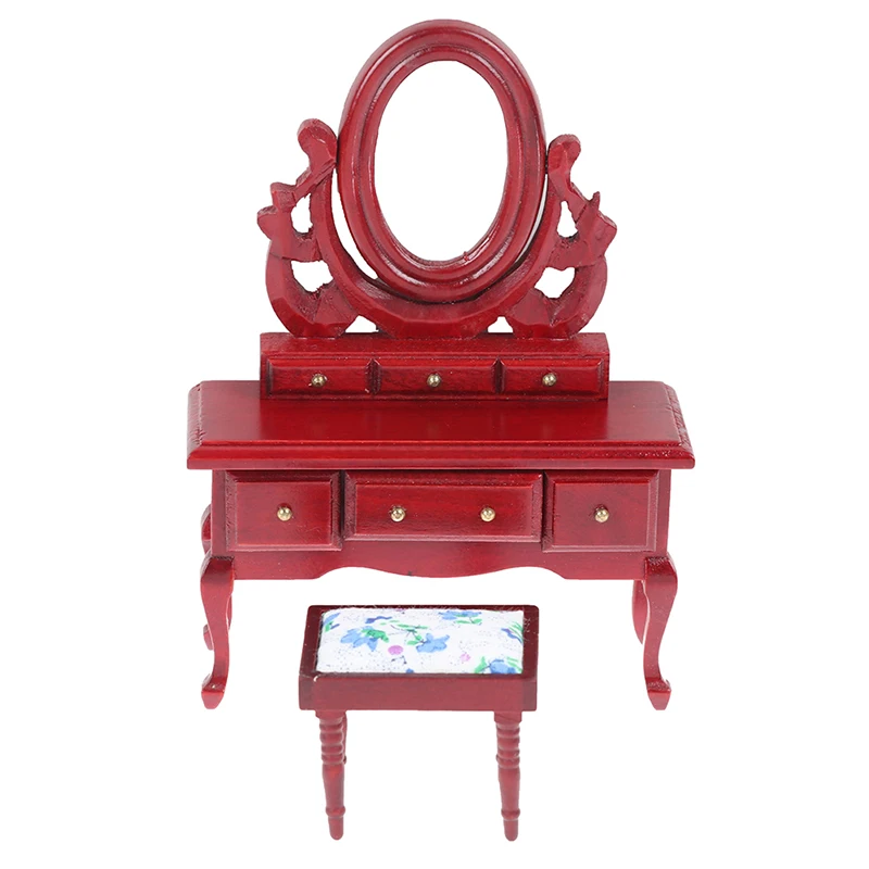 Maison de poupée Miniature en bois pour enfants, accessoires de jeu, commode, bureau, miroir, jouets de noël