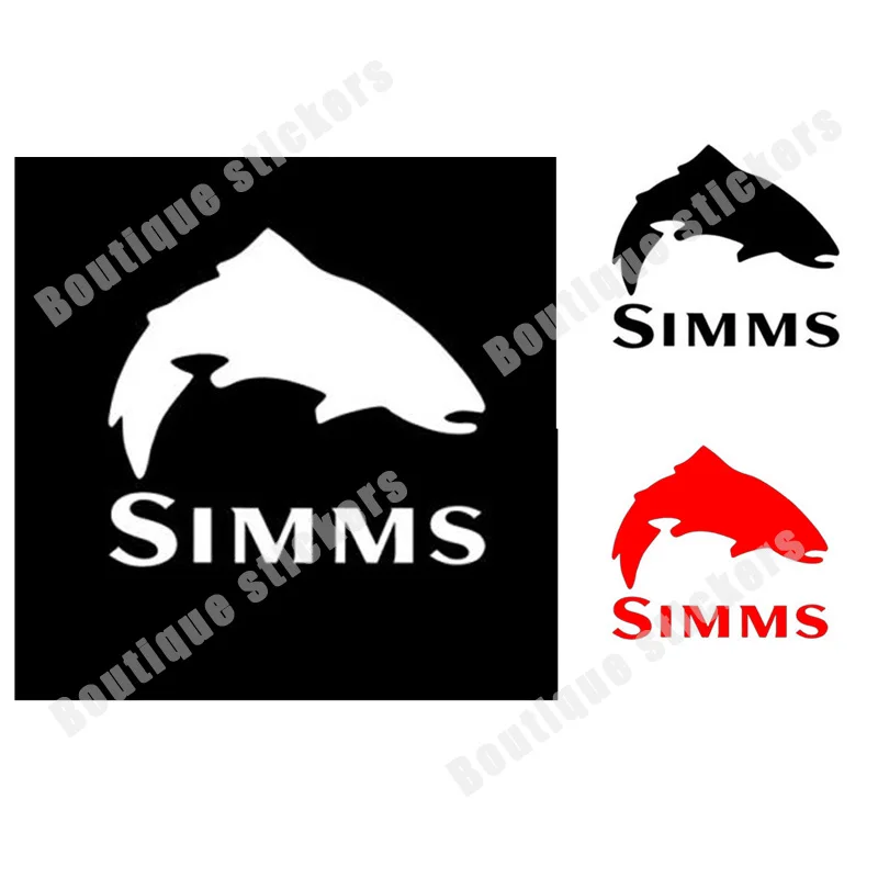 Simms Fishing Outdoor Sports Trout Vinyl Decal Sticker Car Window Cooler Truck Bumper Boot Art Pattern Windshield Accessories