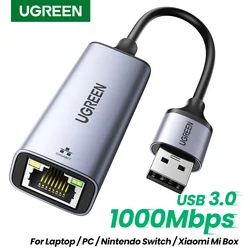 UGREEN USB Ethernet Adapter 1000/100Mbps USB3.0/2.0 to RJ45 Lan for Laptop PC Windows Xiaomi Mi Box Nintendo Switch Network Card