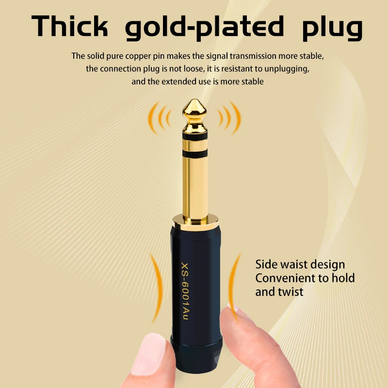 XangsanXS-6001Au 2 шт. 4 шт. Чистая медь позолоченный 6,35 мм 6,5 мм двухканальный Микрофон записывающий кабель штекер