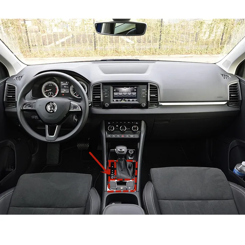 For Skoda KAROQ 2018 2019 2020 2021 Car Interior Accessories Styling AT Gearbox Gear Panel Garnish Trim Cover Stickers Metal