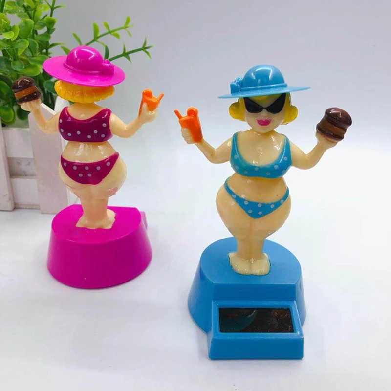 

1PC Fun Kids Plastic Solar Power Dancing Bikini Beauty Doll 11cm Car Ornament Home Decor Children Toy Birthday Gift