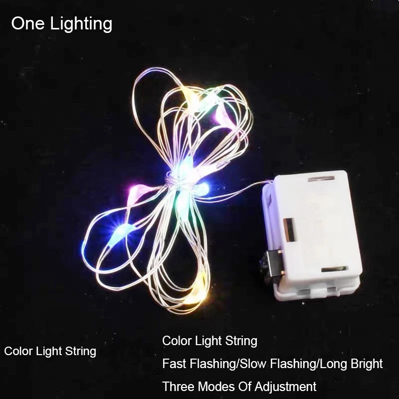 

0.5m 1m 2m 10/20leds LED Copper Wire Light String Flower Gift Box Cake Decoration 3 Files With Flashing Square Box Color Light