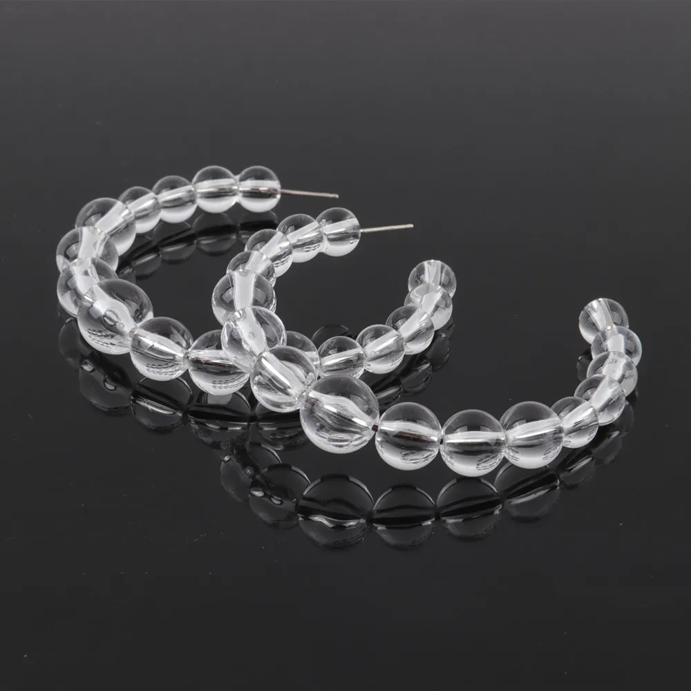 FishSheep New Clear Acrylic Ball Hoop Earrings For Women Big Circle Transparent Beads Large Hoops Earring Fashion Jewelry Gifts