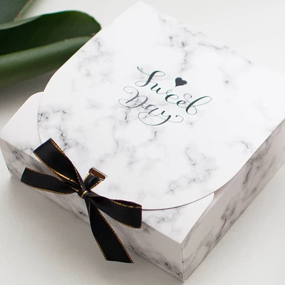 New Creative Grey Marble Gift Bag Box for Party Baby Shower Paper Chocolate Boxes Package/Wedding Favours candy Boxes