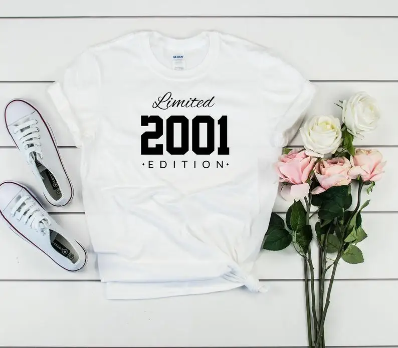 Glitter Gold-2001 20th birthday limited edition T-shirt gift for her and him Customize any year summer 100% cotton UNISEX SHIRT
