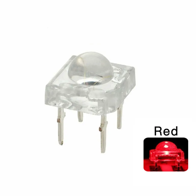 100 sztuk 5MM Piranha czerwona dioda LED DIP-4 Super Flux przezroczysta Ultra jasna woda przezroczysta soczewka lampa 4 Pin 7.6X7.6MM