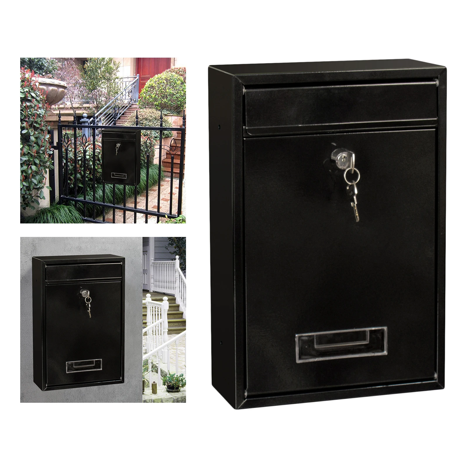 Iron Post Wall Mounted Mailbox Anti-rust Mail Case Secure Mail Box Front Door Drop Box Vintage Retro Style Mailbox