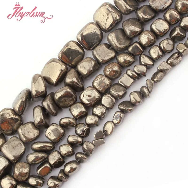 3-5,5-8,7-8mm Freeform Pyrite Silvers Gray Loose Beads Natural Stone Beads For DIY Necklace Bracelets Jewelry Making Strand 15\