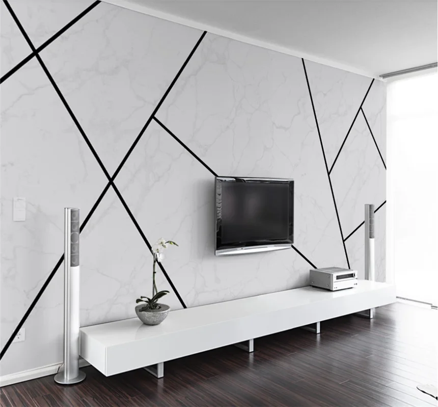 Xuesu Modern simple personality abstract geometric line bedroom wallpaper professional custom 8D waterproof wall cloth