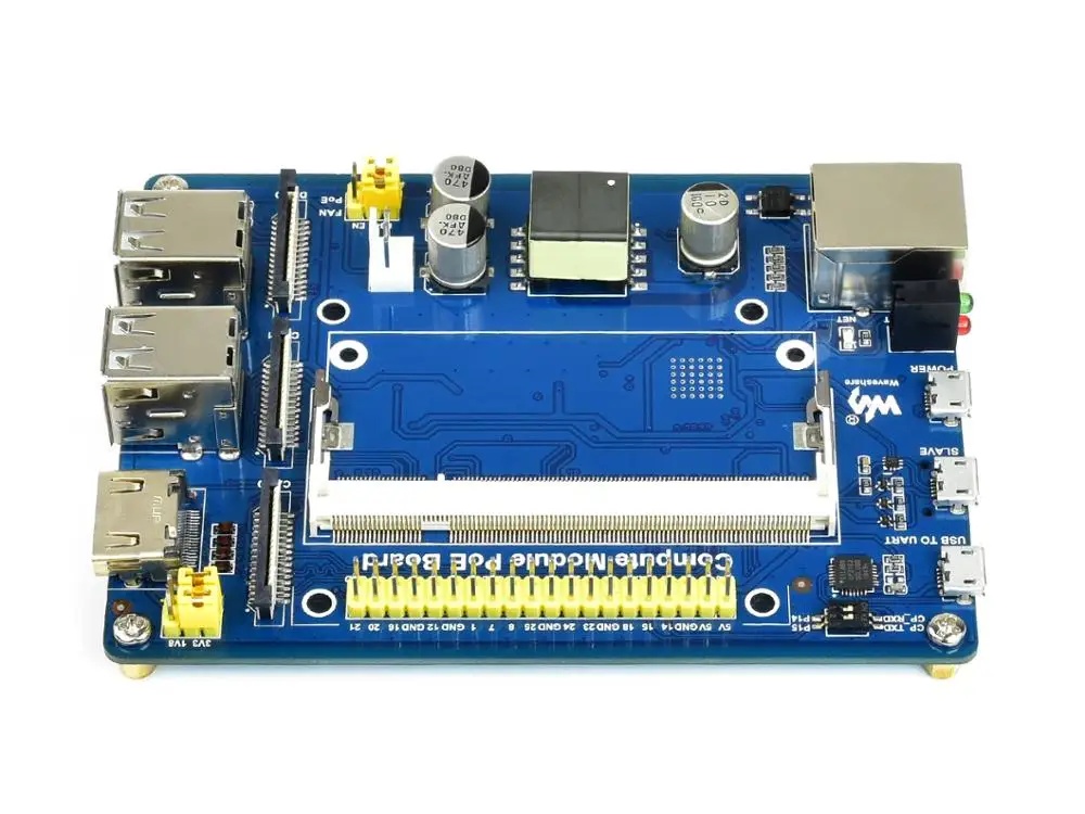 Waveshare Compute Module IO Board with PoE Feature, Carrier Board for Raspberry Pi CM3 / CM3L / CM3+ / CM3+L