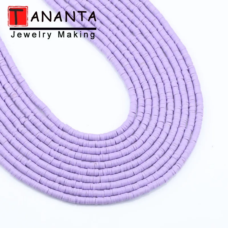 Flat Round 4/6mm Polymer Clay Chip Disk Loose Spacer Slices Beads for DIY Necklace Boho Bracelet Jewelry Findings Making 15inch image 2
