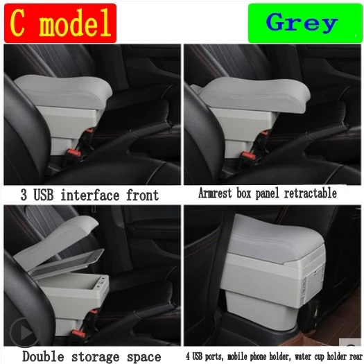 For Seat Ibiza Armrest Box Arm Elbow Rest Center Console Storage Case Modification Accessories with Cup Holder USB Port image 3