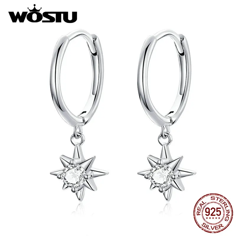 WOSTU Fashion 925 Sterling Silver Twinkle Sunshine Drop Earrings For Women Wedding Earrings Dangles Earrings Jewelry CQE759