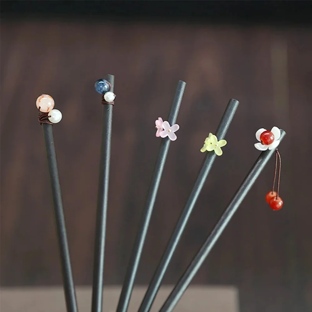 

Headdress Ladies Simple Hanfu Vintage Chinese Style Hair Sticks Flower Hairpins Wooden Hairpin Hair Accessories