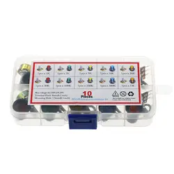 Kit de potenciómetro único WH148 de 3 pines, set de potenciómetro único B1K/B2K/5K/10K/20K/50K/100K/500K/1M con perillas, caja de tuercas de eje, 10 Uds.