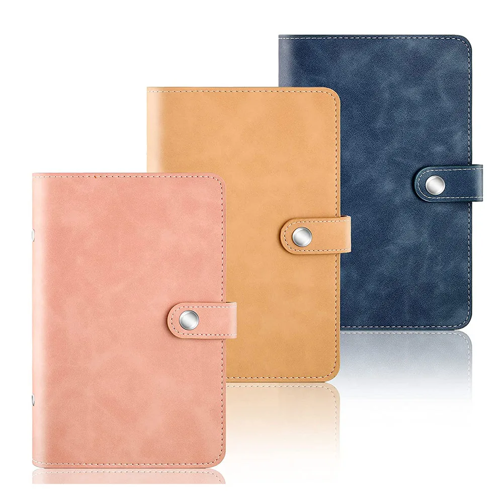 A6 PU Leather Notebook Binder Refillable 6 Ring Binder Cover for A6 Filler Paper Binder Pockets, Personal Planner Binder