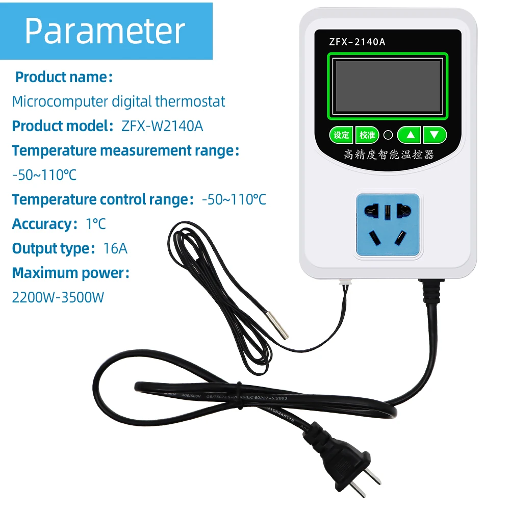 ZFX-2140A Digital Microcomputer Thermostat 2200W-3500W Temperature Controller Switch Thermostat 30% off