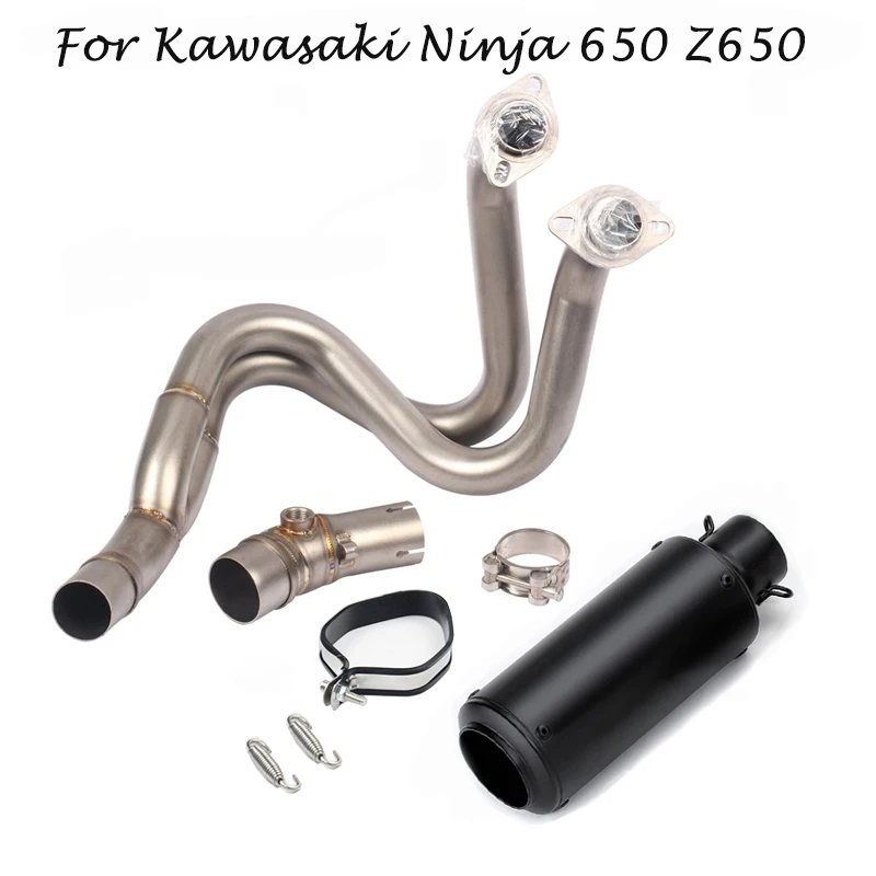 

Motorcycle Full System Exhaust Muffler Tail Pipe Front Header Link Pipe for Kawasaki Ninja 650 Z650 2017 2018 2019