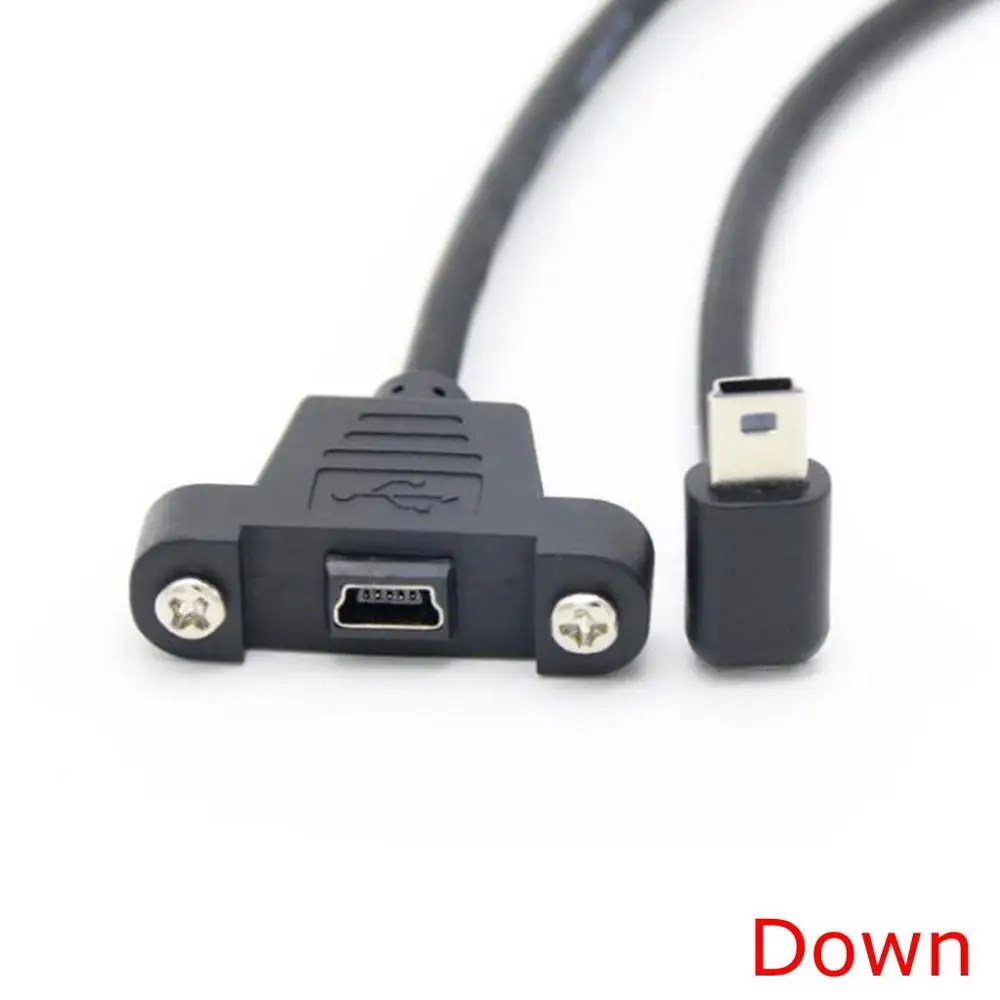 Mini USB Up Down Left Right Angled Elbow mini USB B 5pin 2.0 Male to Female Extension Cable 30cm 50cm With Panel Mount Hole 30cm