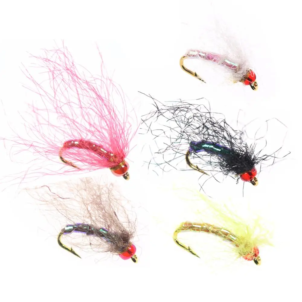 

24PCS Holographic Bead Head Wet Nymph Scud Fly Bug Worm for Trout Fly Fishing Nymphing Artificial Insect Bait Lure Pesca Hook