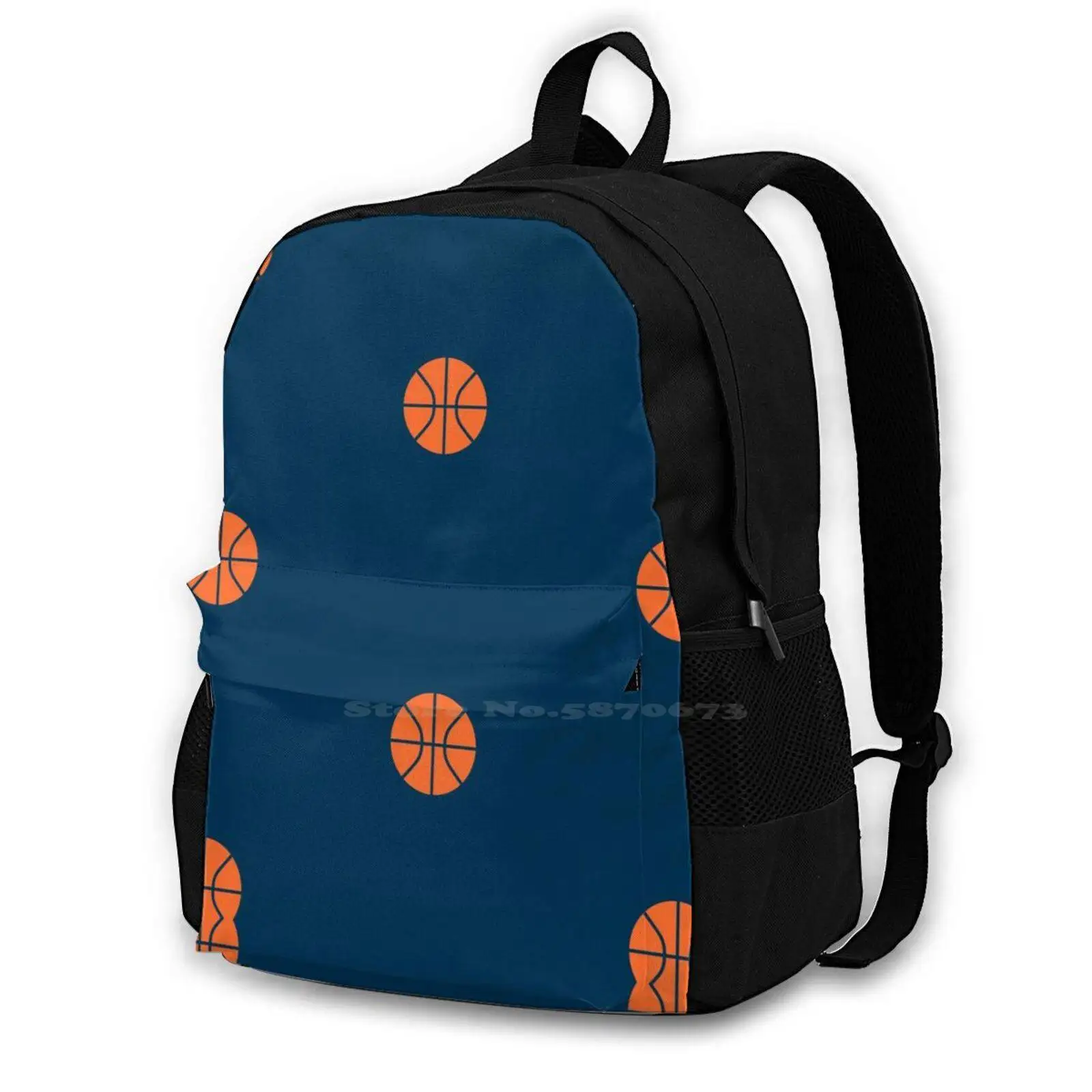 Basketball Orange Sport Cutout Teen College Student Backpack Pattern Design Bags Krawong Sports Team Fan Event Competition