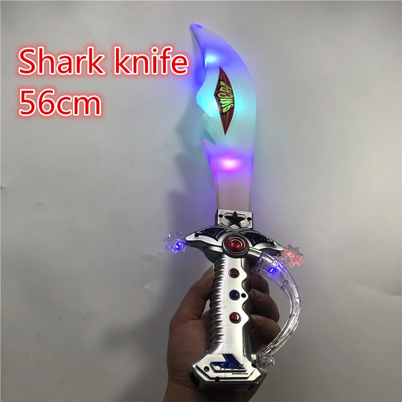 

56cm Eletronic Lightsaber Induction Shark sword Flashing UV Cutlass Simulation Plastic Light Toys Sword Children cosplay Props