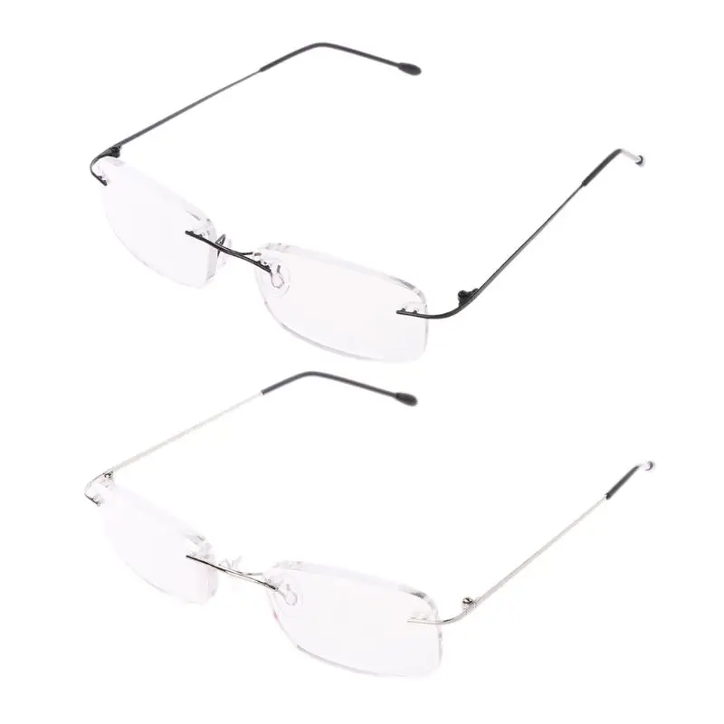 Men\'s Titanium Alloy No Rim Reading Glasses Frameless Folding Eyeglasses Presbyopia Eyewear + 1.0 + 1.5 + 2.0 + 2.5 + 3.0 + 3.5