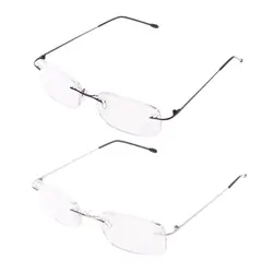 Men's Titanium Alloy No Rim Reading Glasses Frameless Folding Eyeglasses Presbyopia Eyewear + 1.0 + 1.5 + 2.0 + 2.5 + 3.0 + 3.5