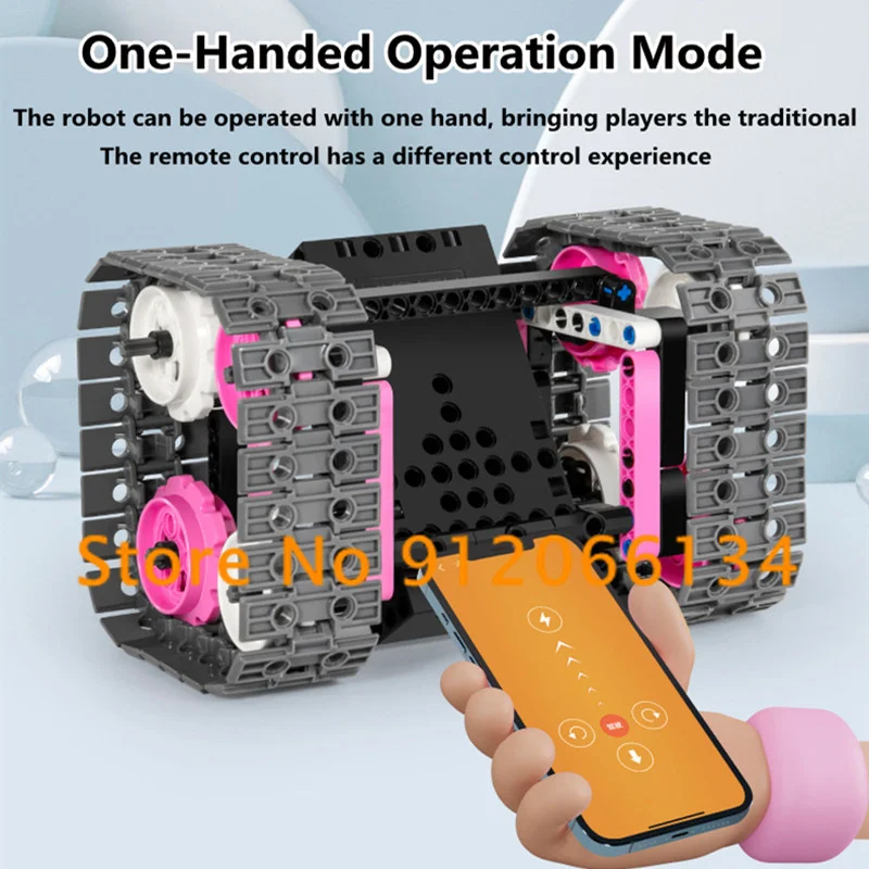 Smart Programming RC Robot 360°Rotation 408PCS DIY Assembly Blocks 3 Styles Gravity Sensor Dual Remote Control RC Tank Toys Gift