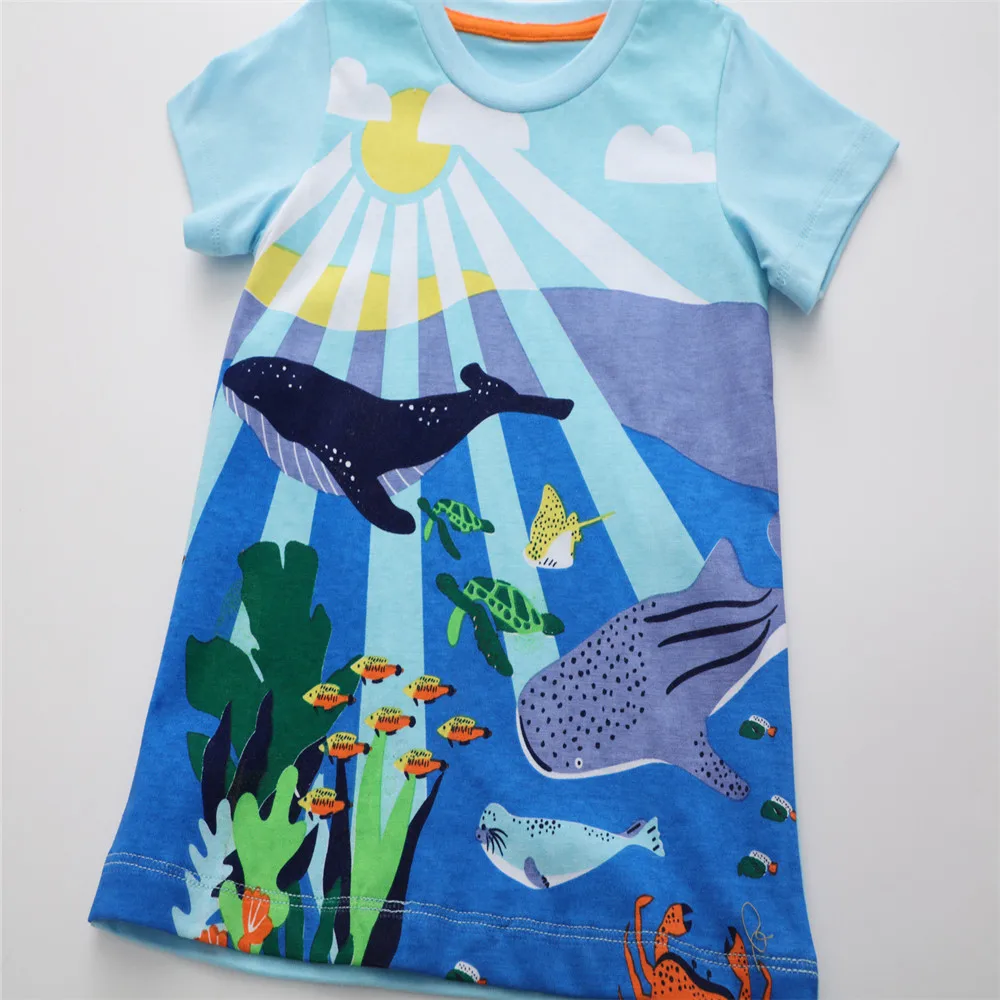 Jumping Meters New Arrival  Sea Aniamls Print  Boys Girls T shirts Cotton Children\'s Tees Summer Kids Girls Casual Baby Tops