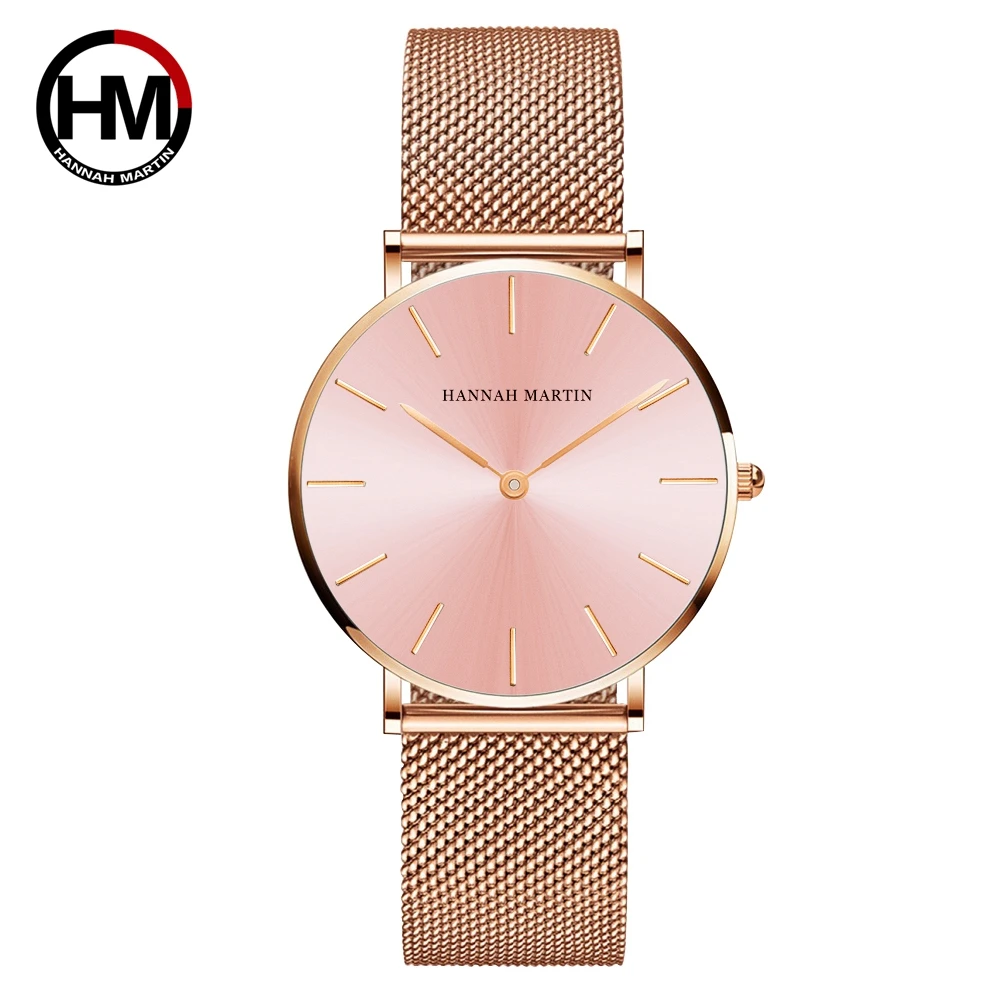 36mm New 2021 Japan Quartz Movement Ladies Wristwatches Stainless Steel Mesh Top Luxury Brand Rose Gold Waterproof Women Watches