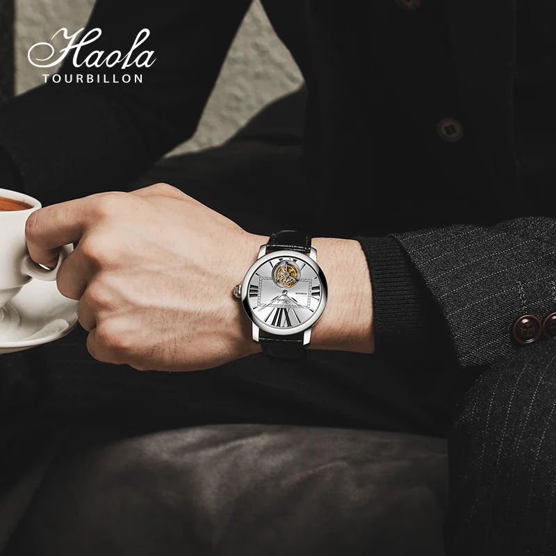 Haofa Manual Tourbillon Seagull Movement ST8230 Mechanical Watch for Men Sapphire Tourbillon Luxury Wristwatches Men Casual 1033