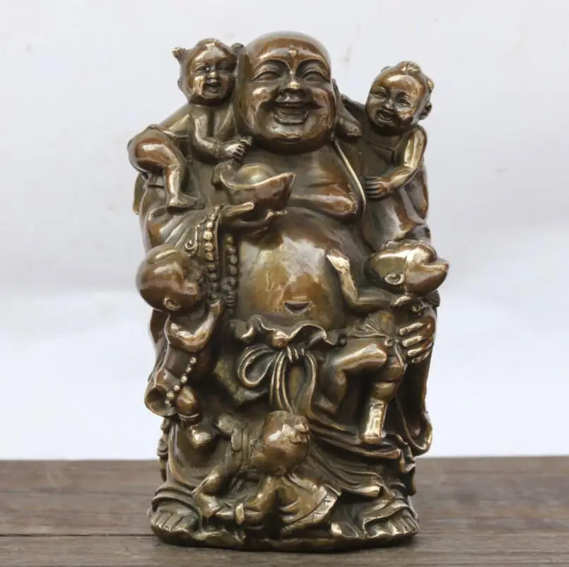 

China brass five child maitreya Buddha crafts statue