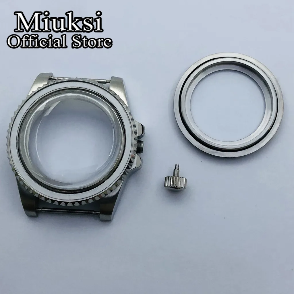 Miuksi 40mm dome glass silver sterile steel case fit NH35 NH36 ETA2824 2836 Miyota 8205 8215 821A Mingzhu DG2813 3804 movement