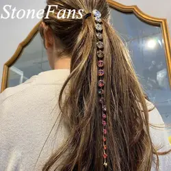 Stonefans Rhinestone Hair Chain Accessories Jewelry for Wedding Colorful Luxury Crystal Hair Pins Long for Women Wholesale Bulk