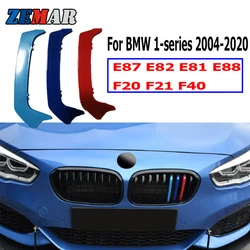 ZEMAR 3pcs ABS For BMW F20 F21 F40 Series 1 E87 E82 E81 E88 Car Racing Grille Strip Trim Clip M Power Performance Accessories