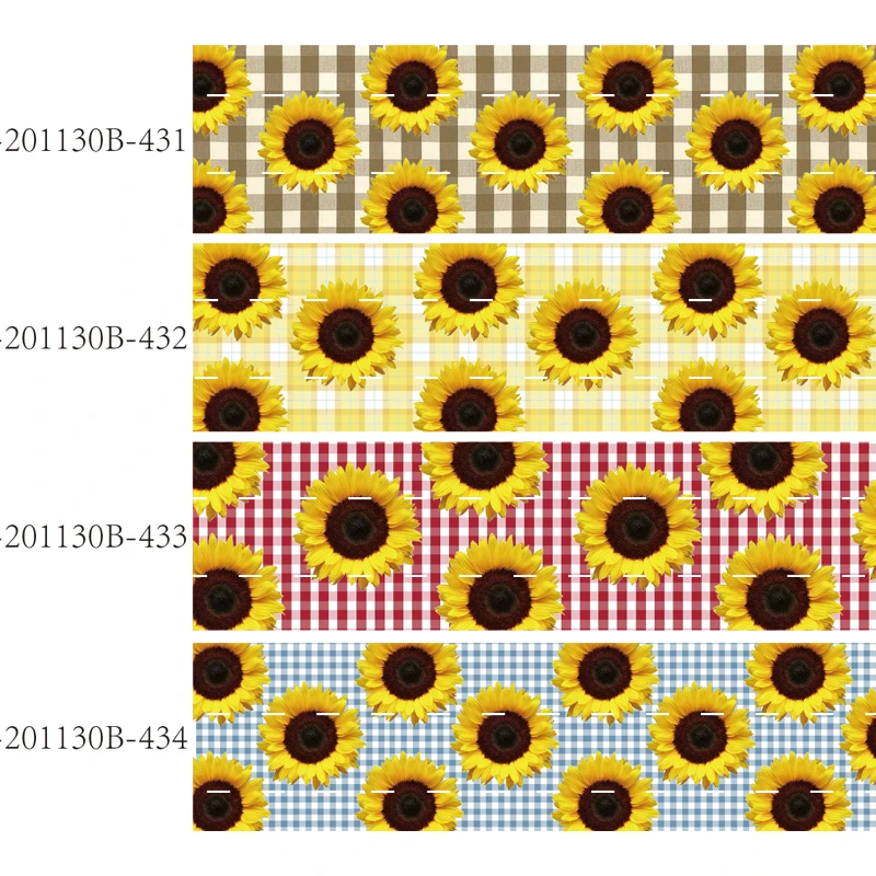 

Sunflower grosgrain ribbon printed check plaid pattern 50yards foe