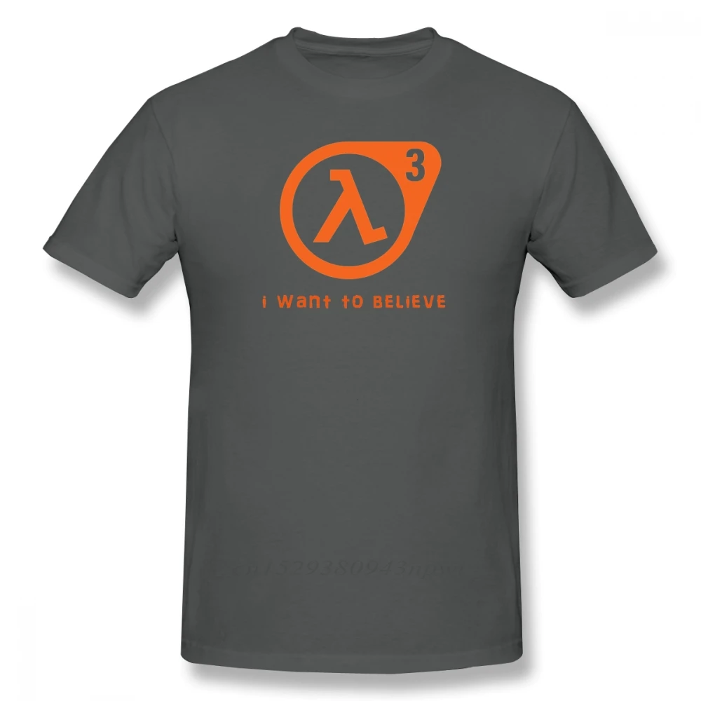 Half Life T Shirt Half Life 3 I Want To Believe T-Shirt 100% Cotton Cute Tee Shirt Basic Short Sleeve Man Tshirt