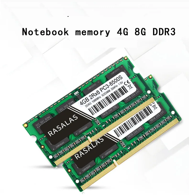 

Оперативная память для ноутбука RASALAS 2 шт. DDR3 8G 4G 10600 МГц 12800 МГц SODIMM 204pin 1,5 в, оперативная память для ноутбука, оперативная память