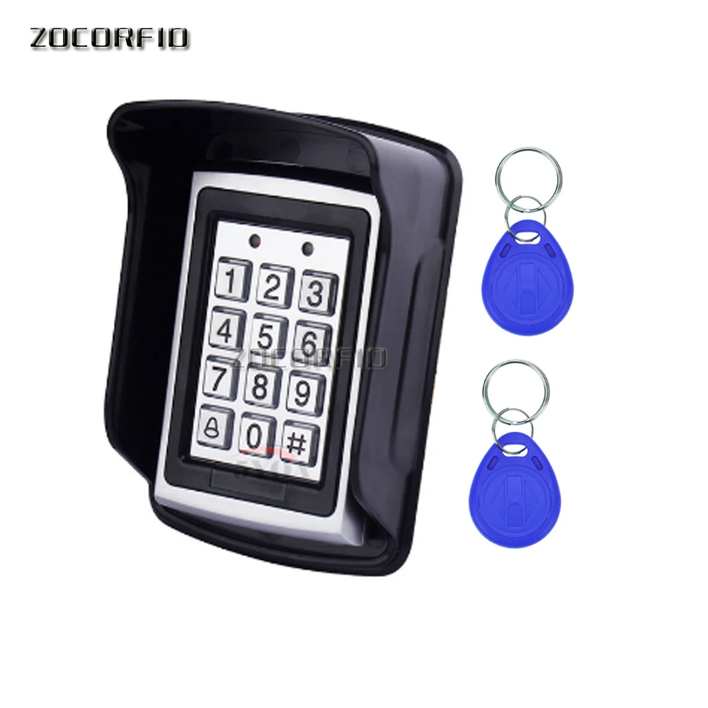 

Waterproof shell +Metal Rfid Access Control Keypad With 1000 Users+ 10 Key Fobs For RFID Door Access Control System