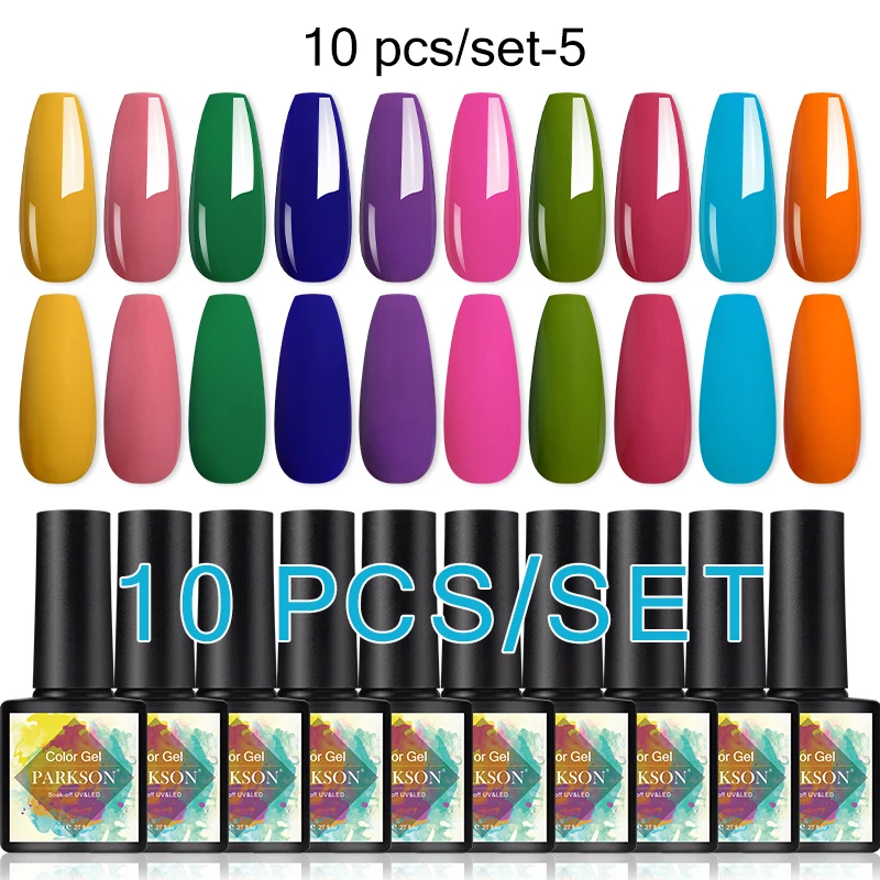 Parkson 10PCS Gel Nagellack Set Glitter Semi Permanent Hybrid Varnish Soak Off UV LED Nail art Gel Polnisch maniküre Nägel