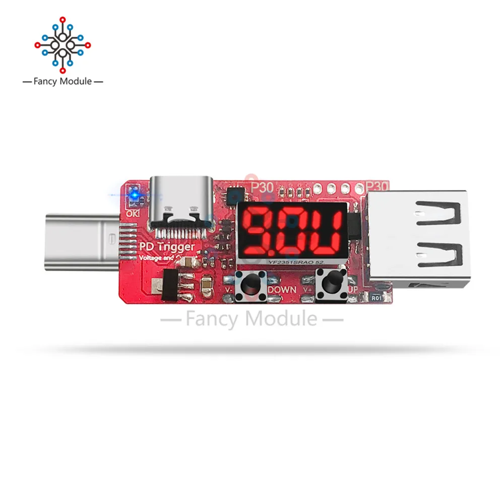 Type-C PD2.0 PD3.0 Electrical Scam Power Trigger LED Digital USB Detector Tester 5V-20V Voltmeter Ammeter